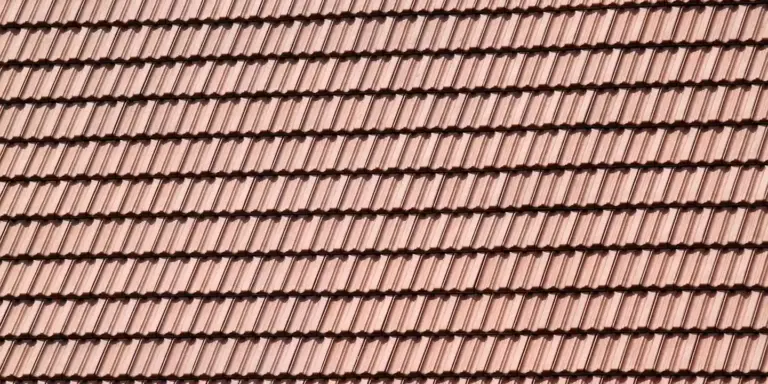 Close-up of a brown tiled roof.