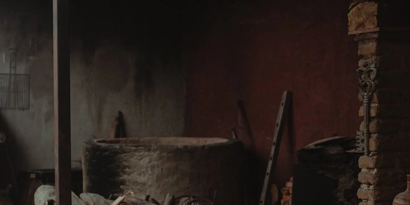 Interior wall with an abandoned chimney, showing exposed bricks and soot in a dim space, illustrating the decision between removal and sealing.