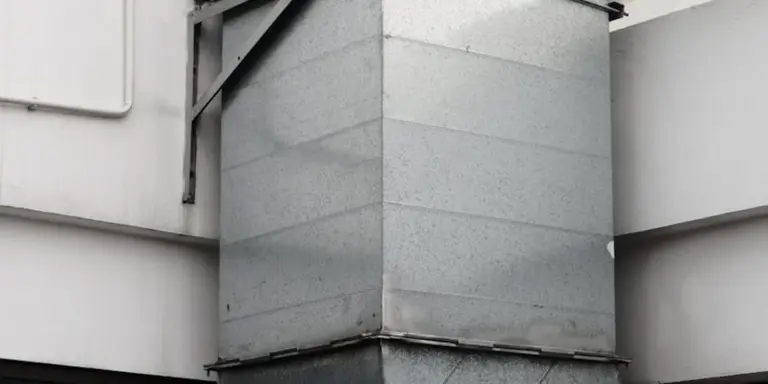 Close-up of a metal soffit vent installation on the exterior of a building.